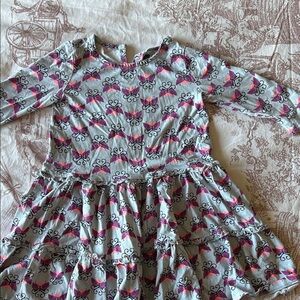 Tea Collection Gray and Pink Patterned Kids Dress